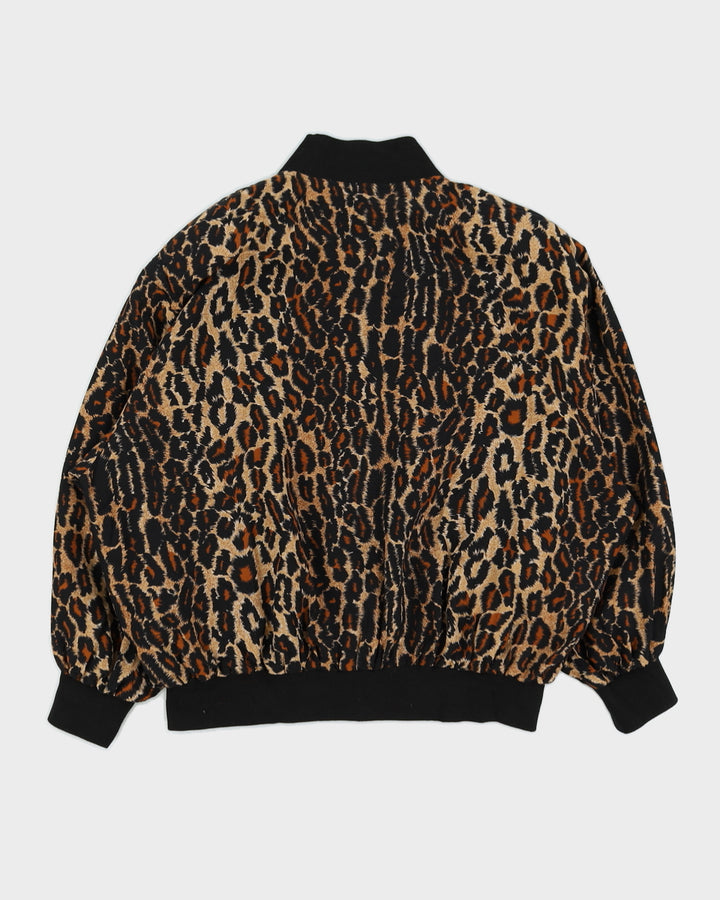 Leopard Print Silk Zip Jacket - XXL