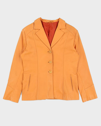 Vintage 90s CerCla Orange Leather Jacket - M
