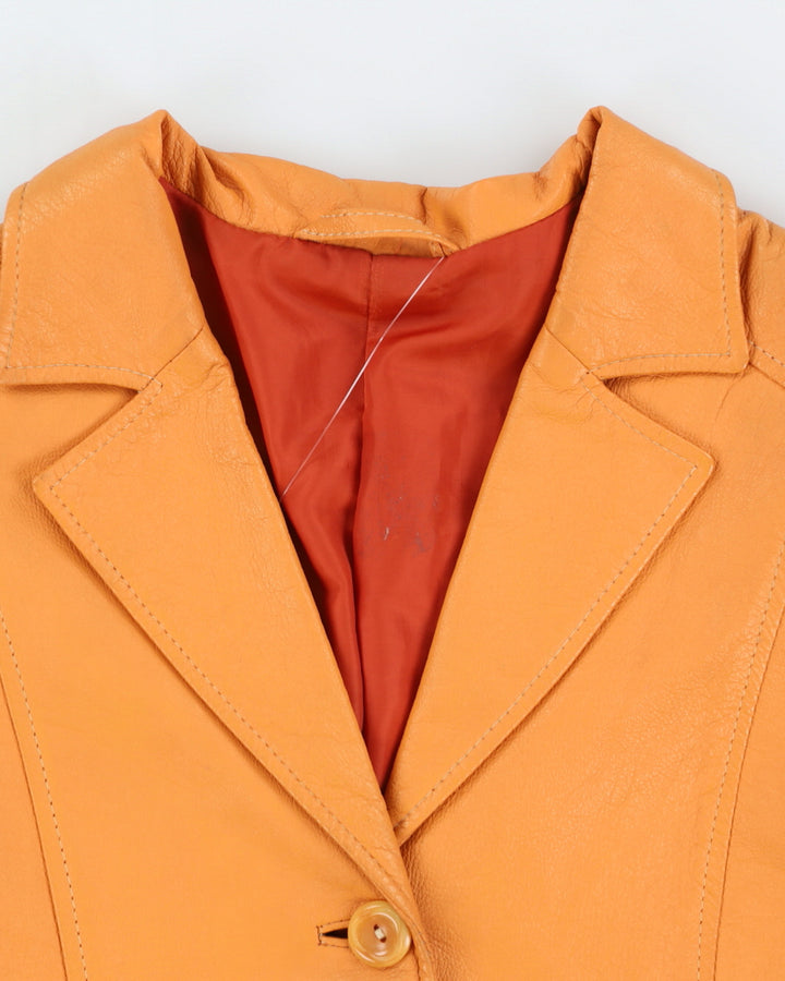 Vintage 90s CerCla Orange Leather Jacket - M