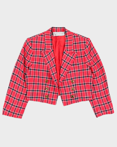 Pink Checked Cropped Blazer Jacket - M