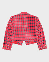 Pink Checked Cropped Blazer Jacket - M