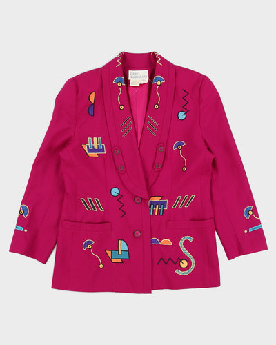 Pink Embroidered Blazer Jacket - M