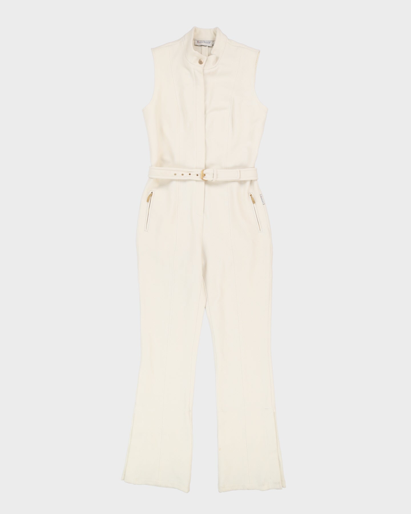 Moncler Cream With Matching Belt Ski Salopettes - L