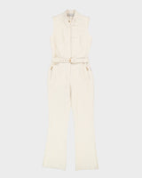Moncler Cream With Matching Belt Ski Salopettes - L