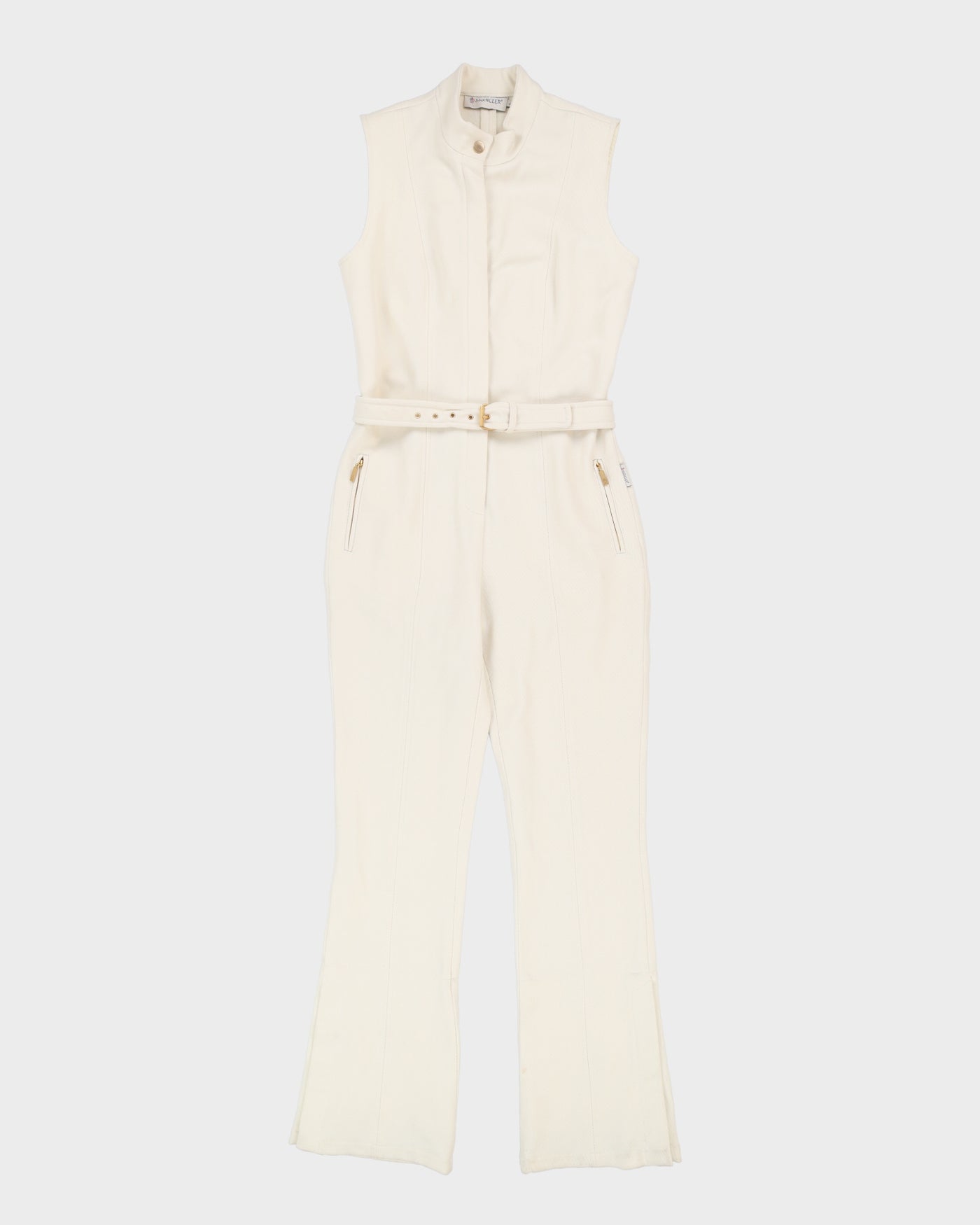 Moncler Cream With Matching Belt Ski Salopettes - L