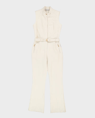 Moncler Cream With Matching Belt Ski Salopettes - L