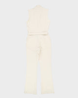 Moncler Cream With Matching Belt Ski Salopettes - L