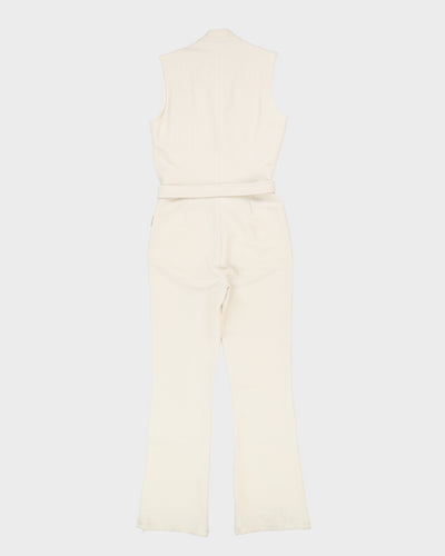 Moncler Cream With Matching Belt Ski Salopettes - L