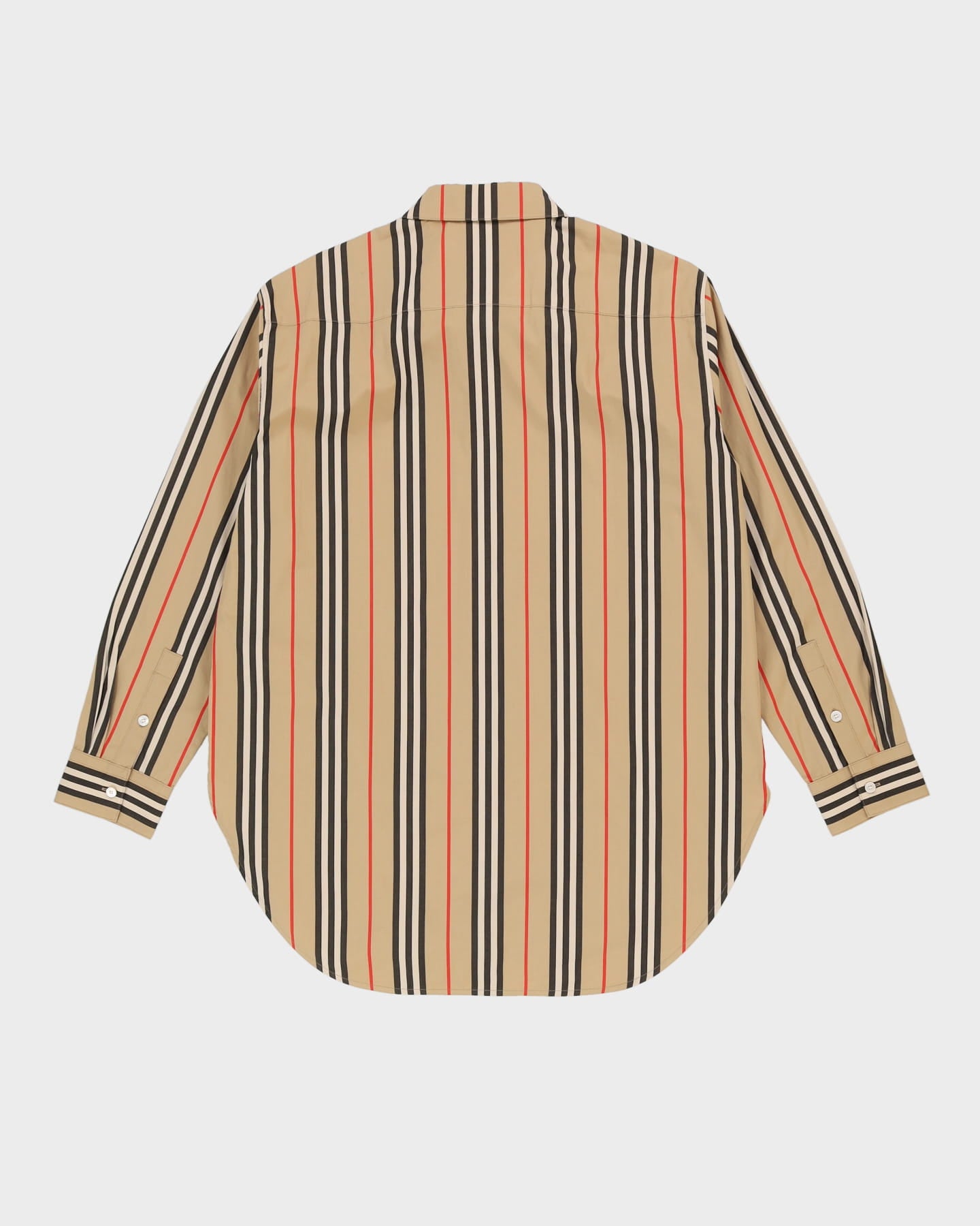 Burberry Striped Beige Oversized Button Up Shirt - XL