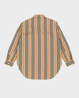 Burberry Striped Beige Oversized Button Up Shirt - XL
