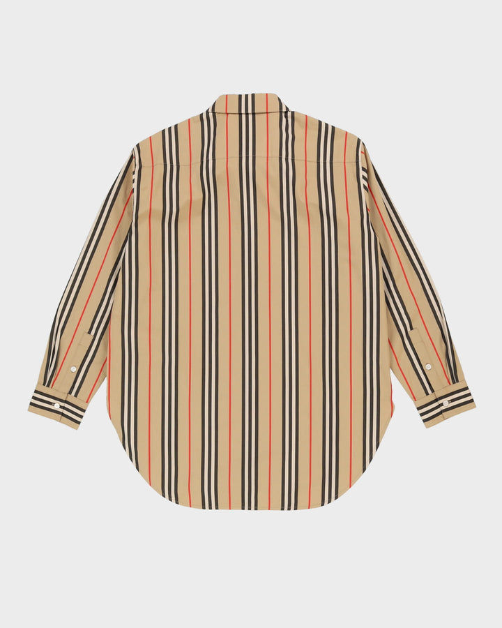 Burberry Striped Beige Oversized Button Up Shirt - XL