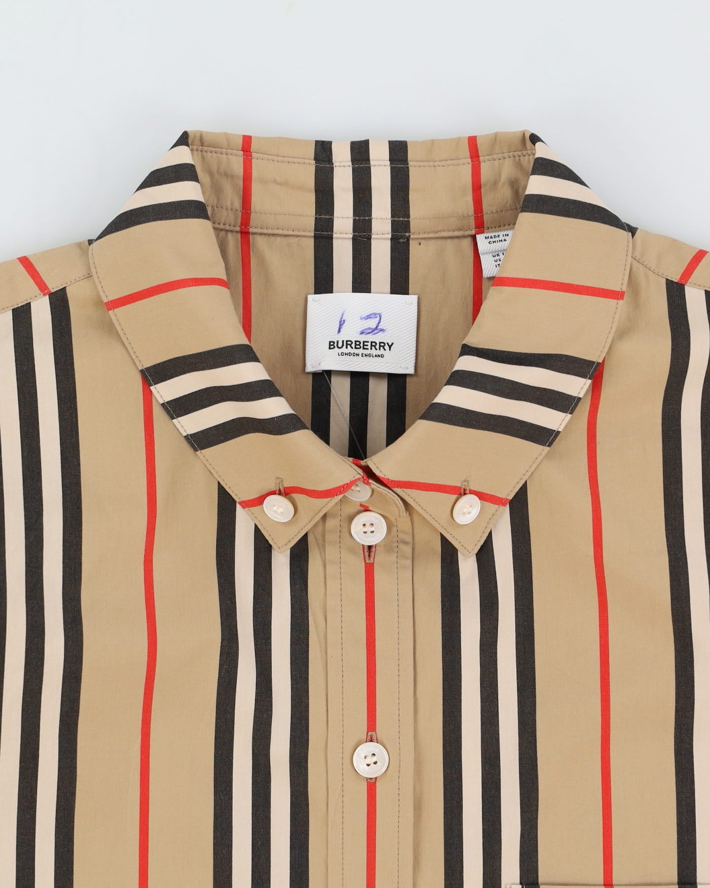 Burberry Striped Beige Oversized Button Up Shirt - XL