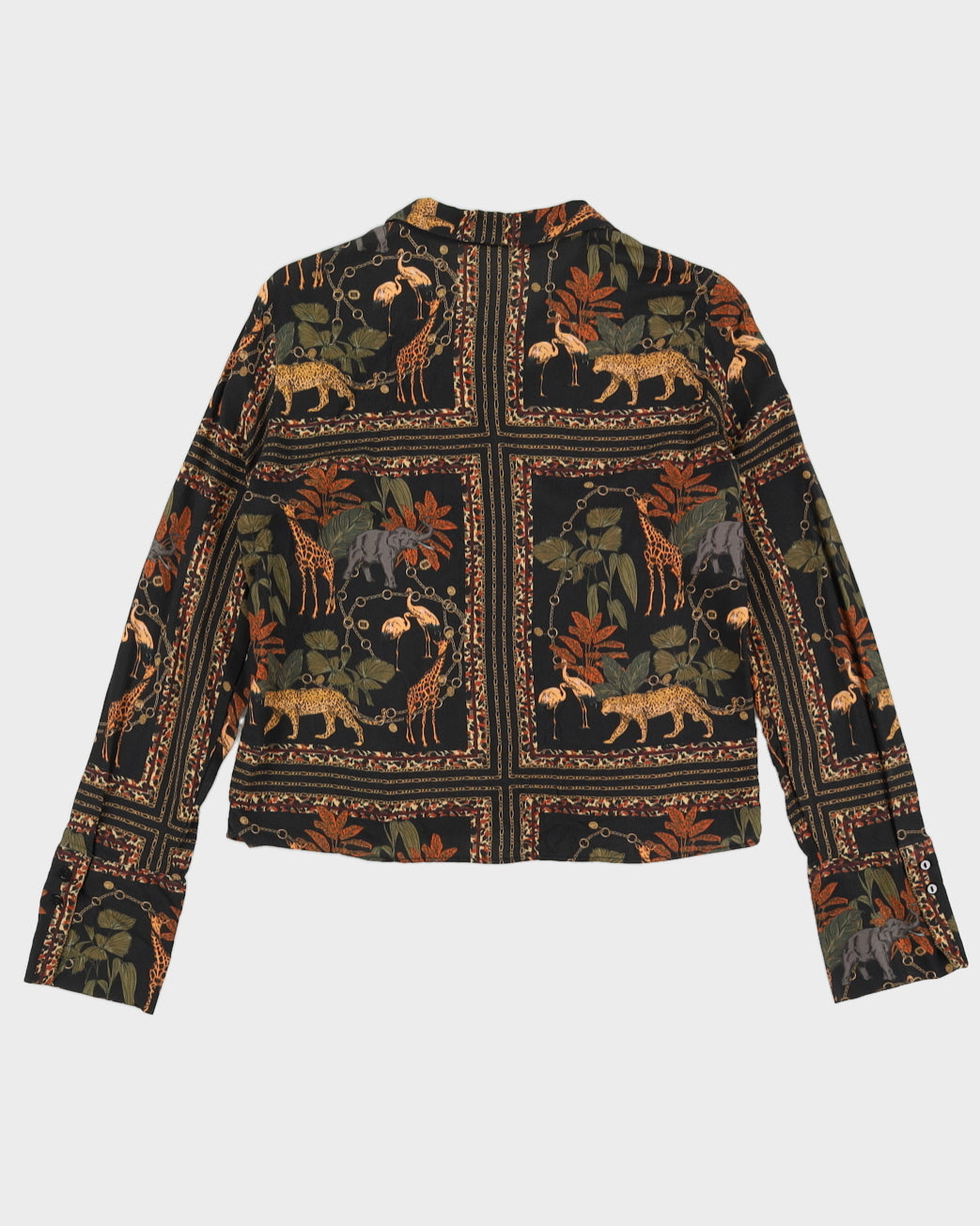 Vintage Early 90s Black Jungle Print Collared Shirt - S