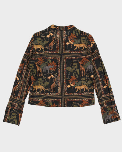 Vintage Early 90s Black Jungle Print Collared Shirt - S