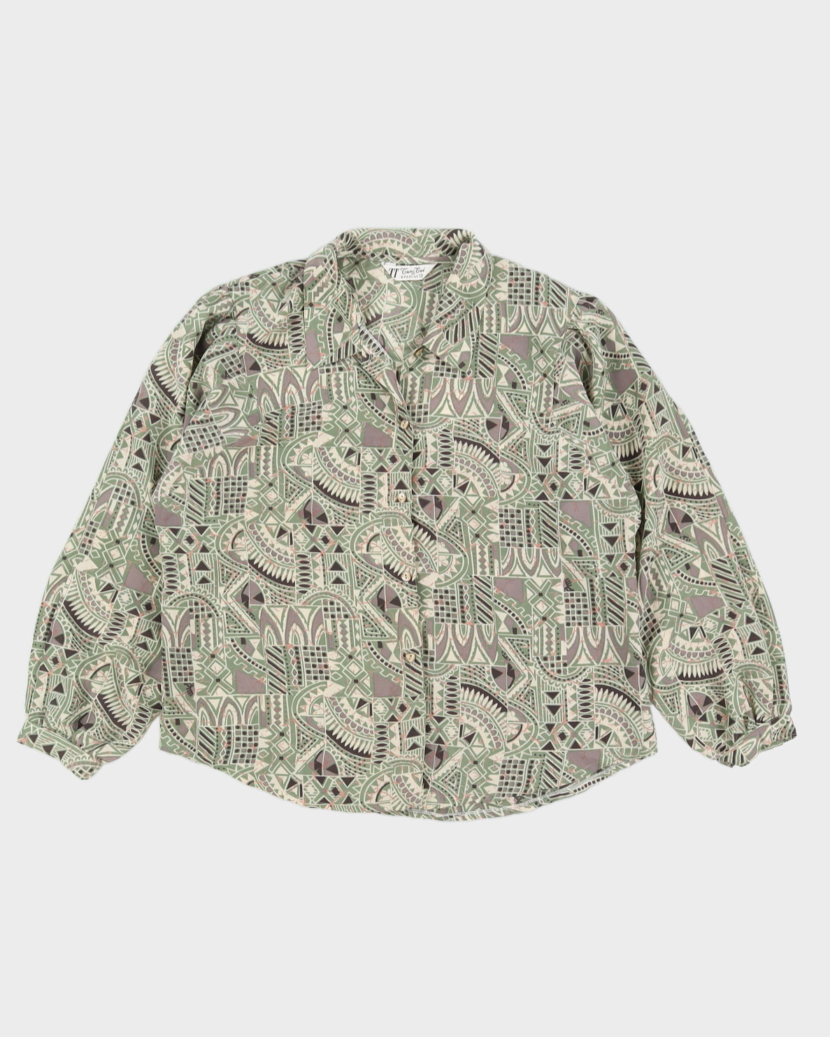 Vintage 1990s Grey Pattern Dress Shirt - S