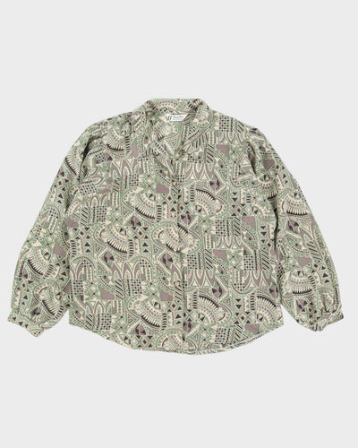 Vintage 1990s Grey Pattern Dress Shirt - S