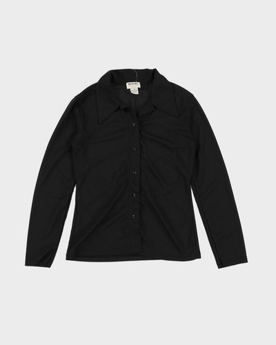 Vintage 1990s Black Sheer Collared Dress Shirt - M