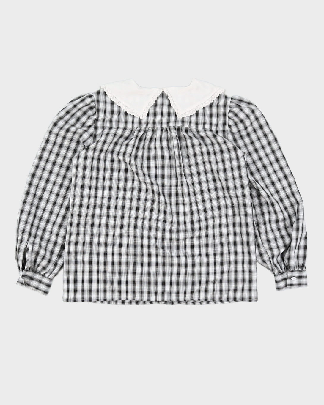 Vintage 1990s Black and White Plaid Collared Shirt - S