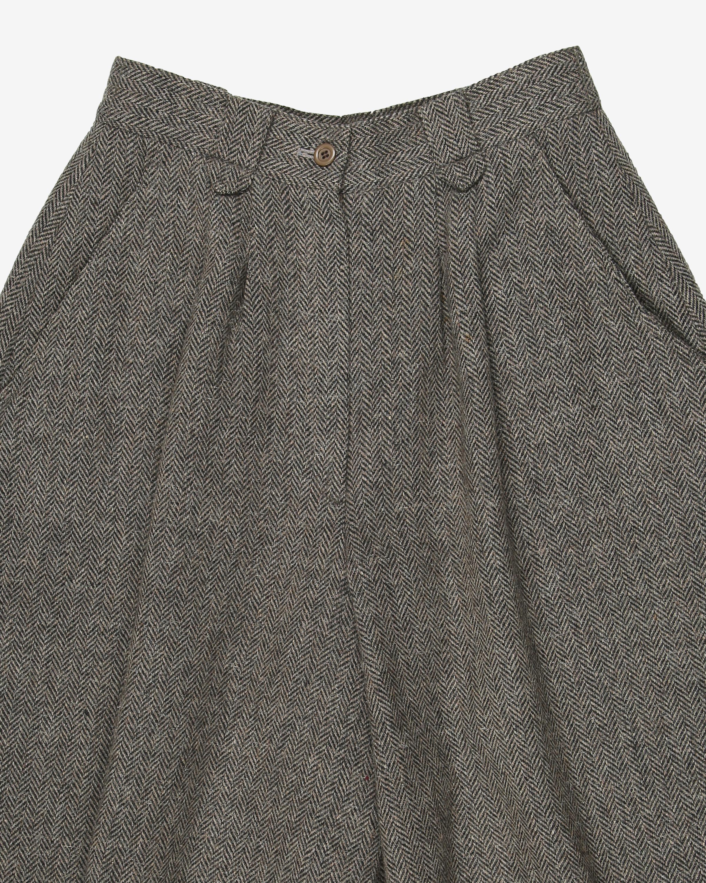 1980's grey herringbone wool culottes - W26