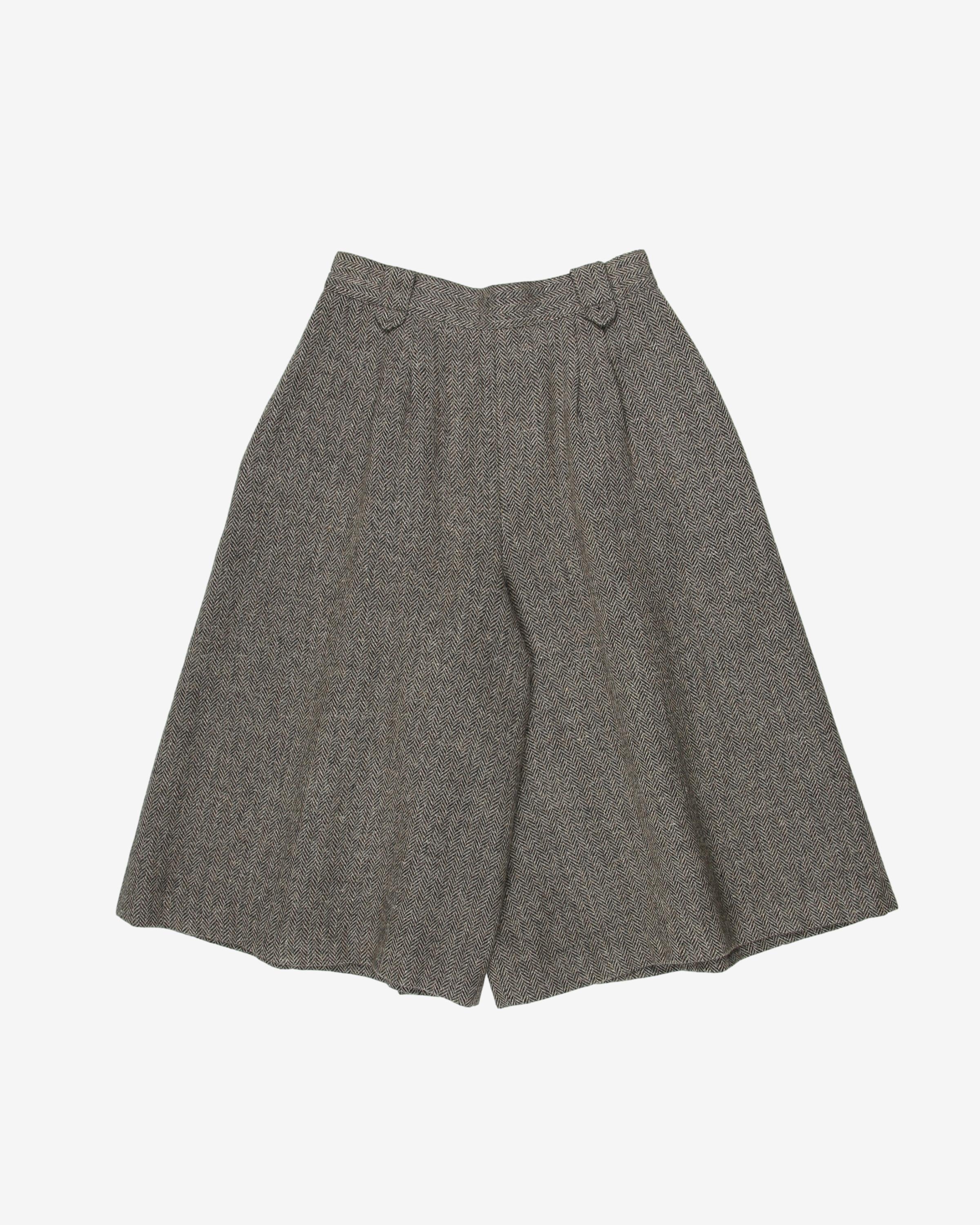 1980's grey herringbone wool culottes - W26