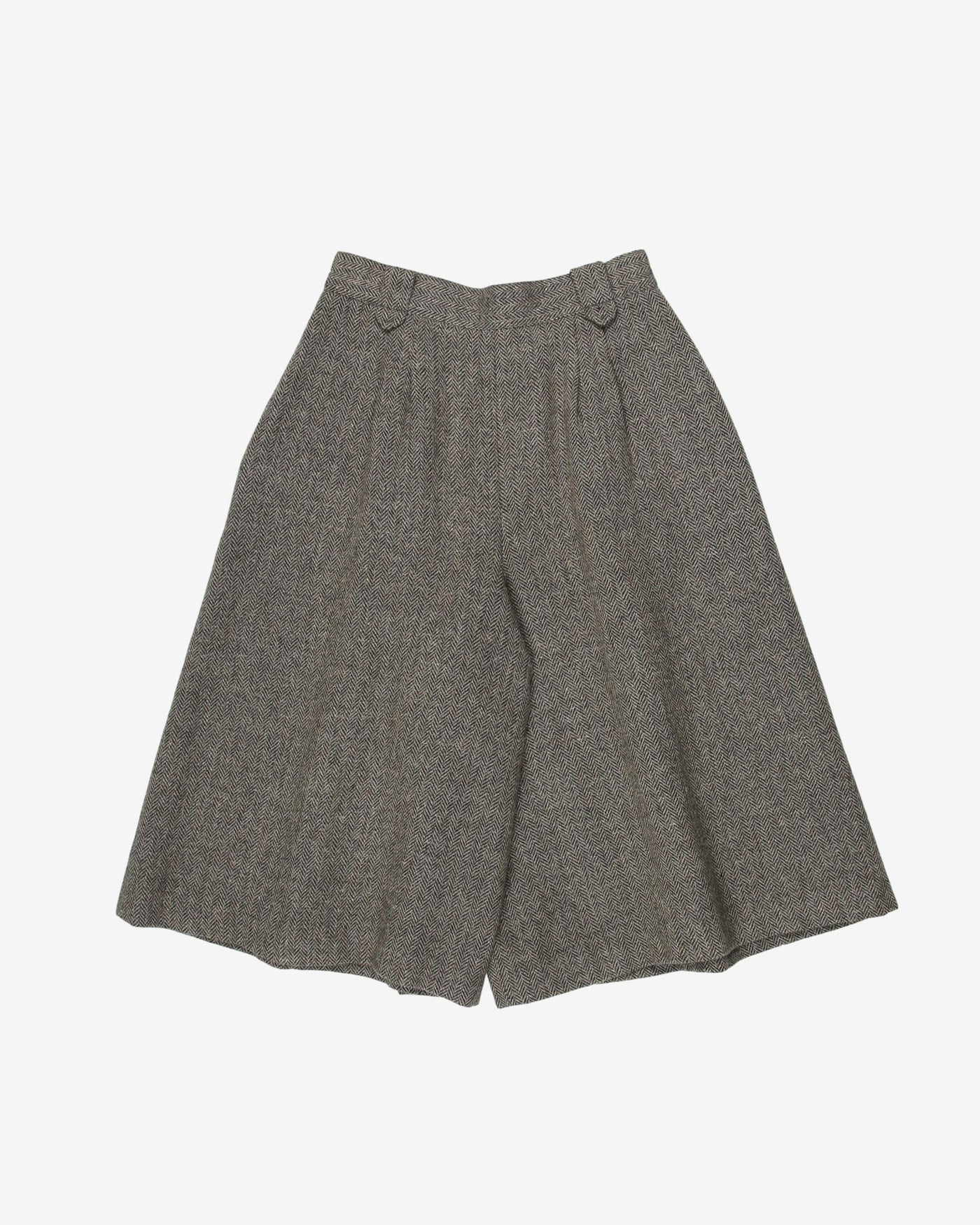 1980's grey herringbone wool culottes - W26