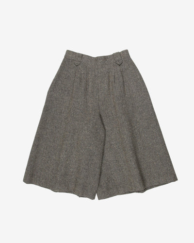 1980's grey herringbone wool culottes - W26