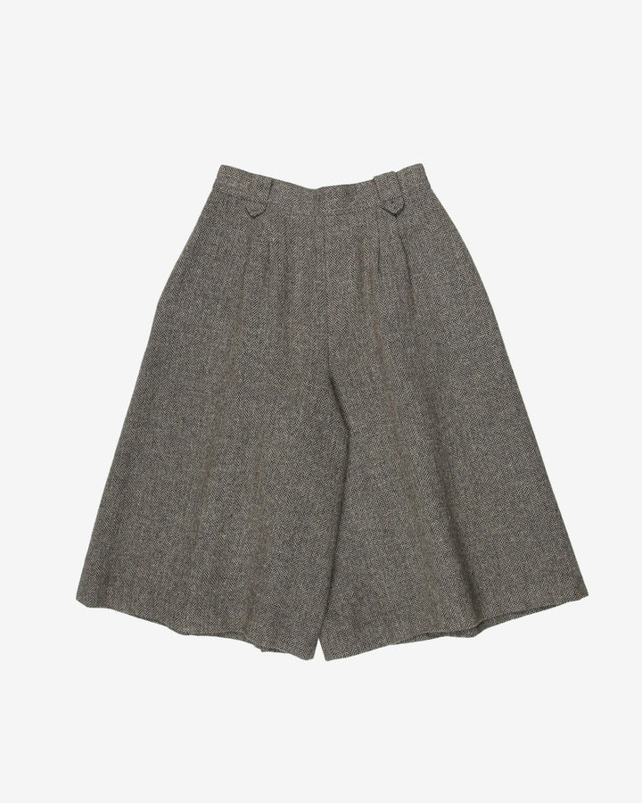1980's grey herringbone wool culottes - W26