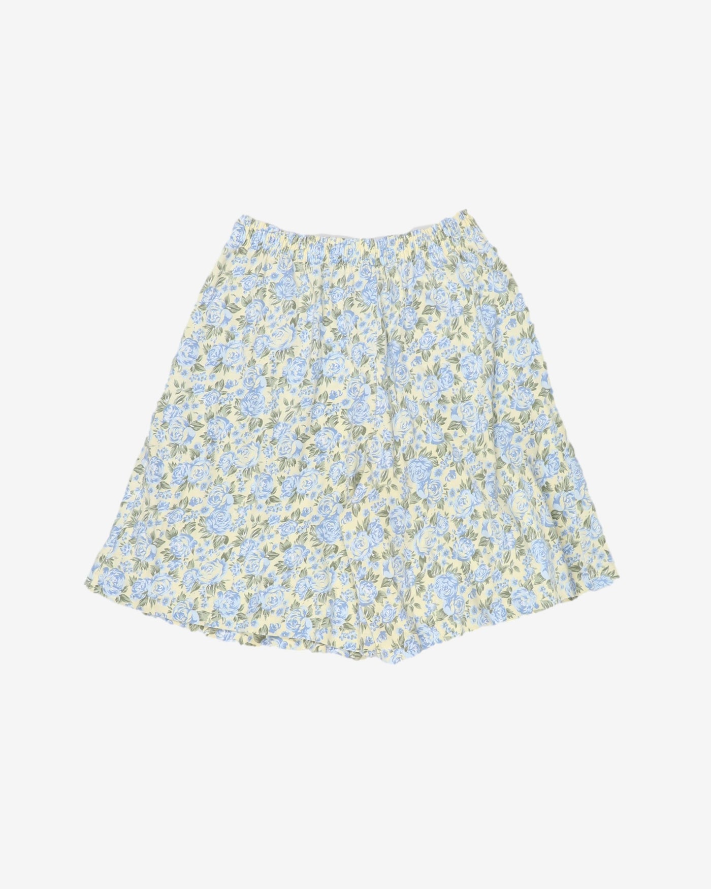 kari blue flower pattern high waisted shorts - w25