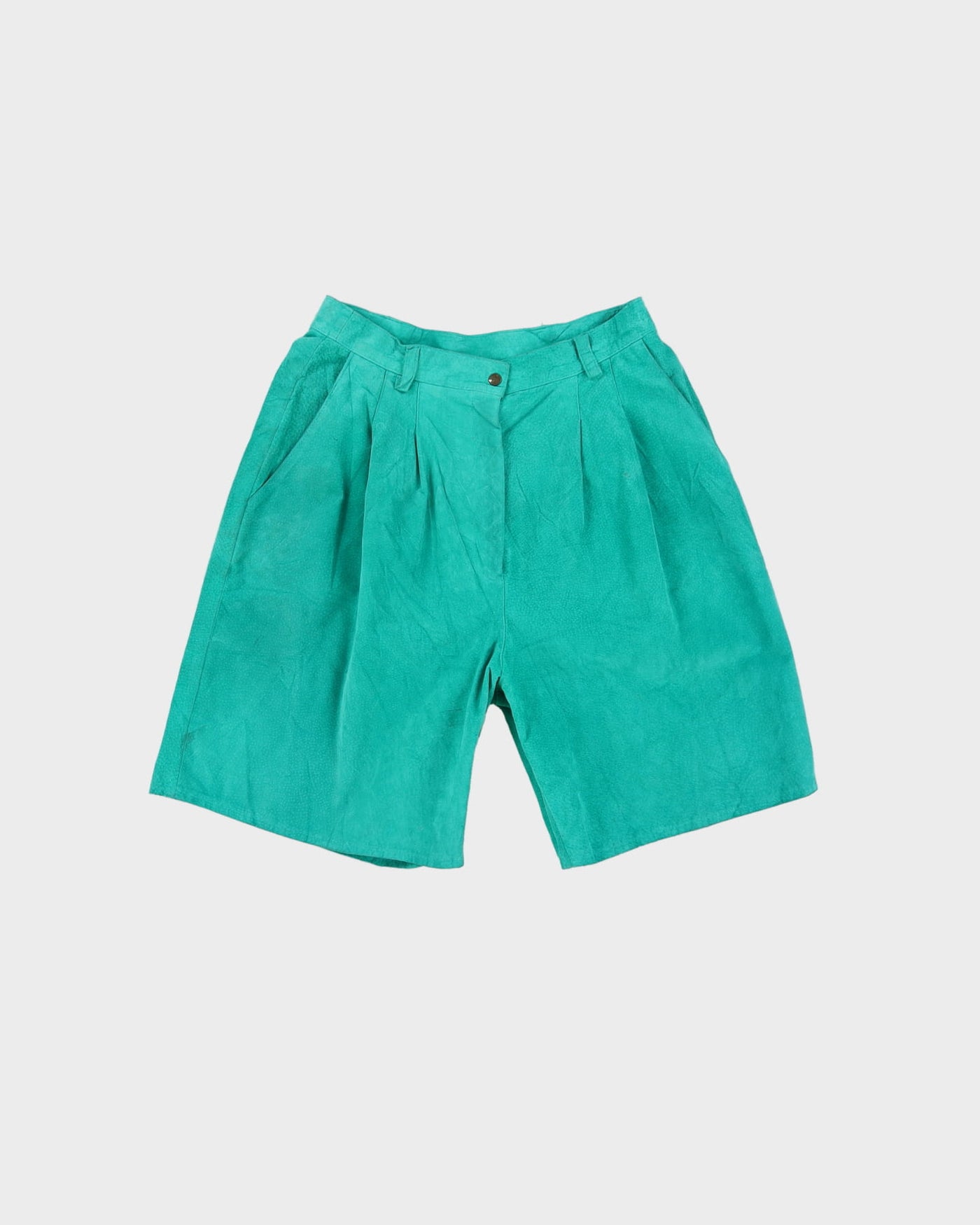 1990s Green Suede High Waisted Shorts - W27