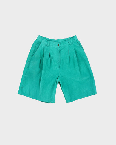 1990s Green Suede High Waisted Shorts - W27