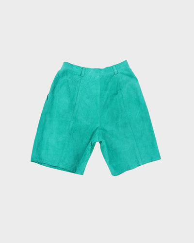 1990s Green Suede High Waisted Shorts - W27