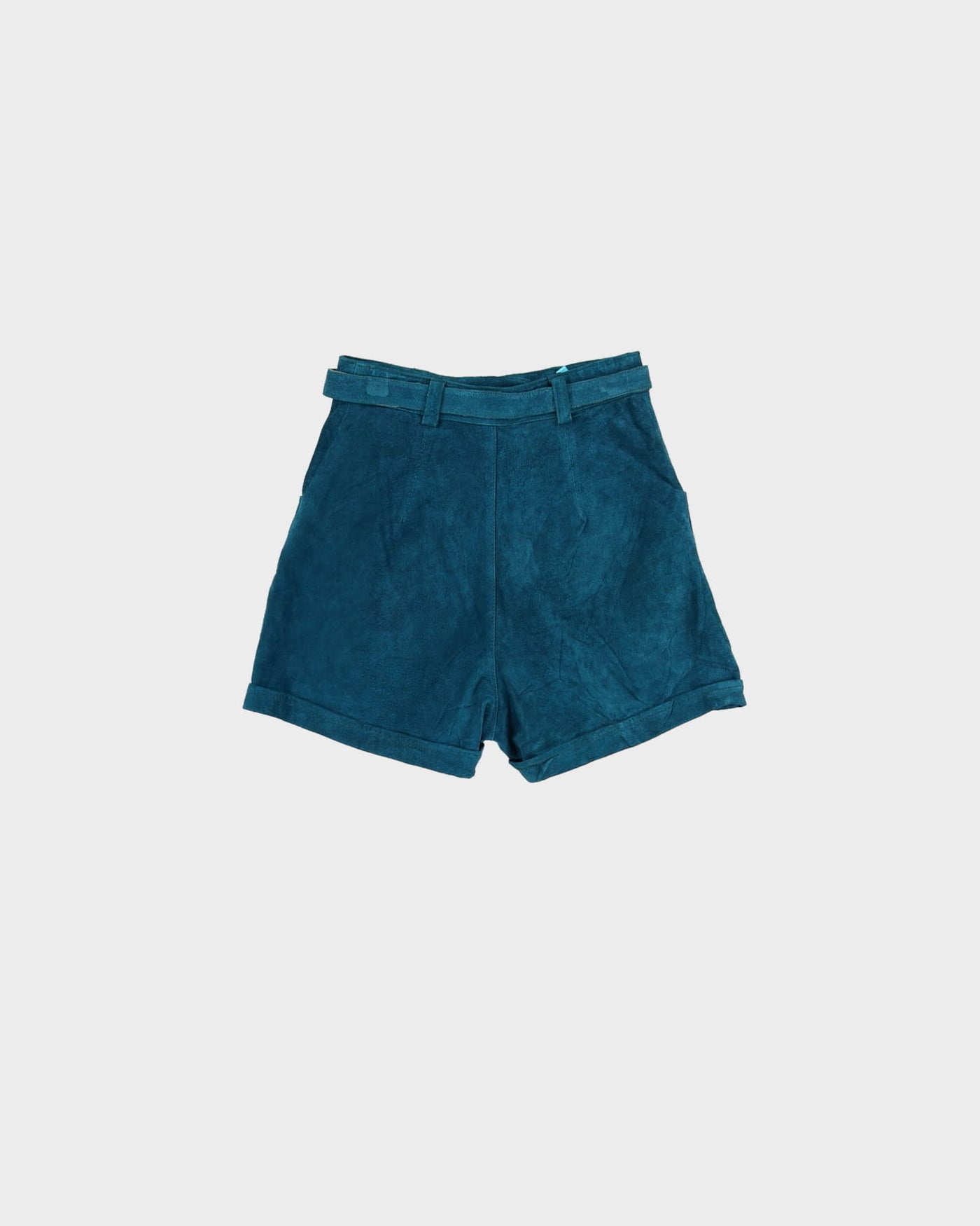 1990s Teal Suede High Waisted Shorts - W24