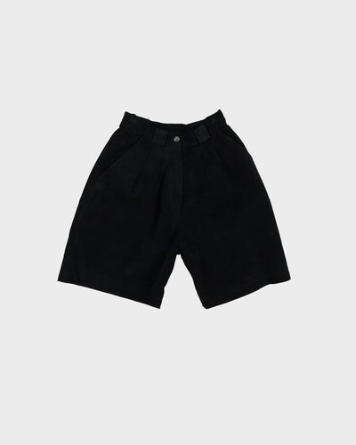 1990s Black Suede High Waisted Shorts - W24