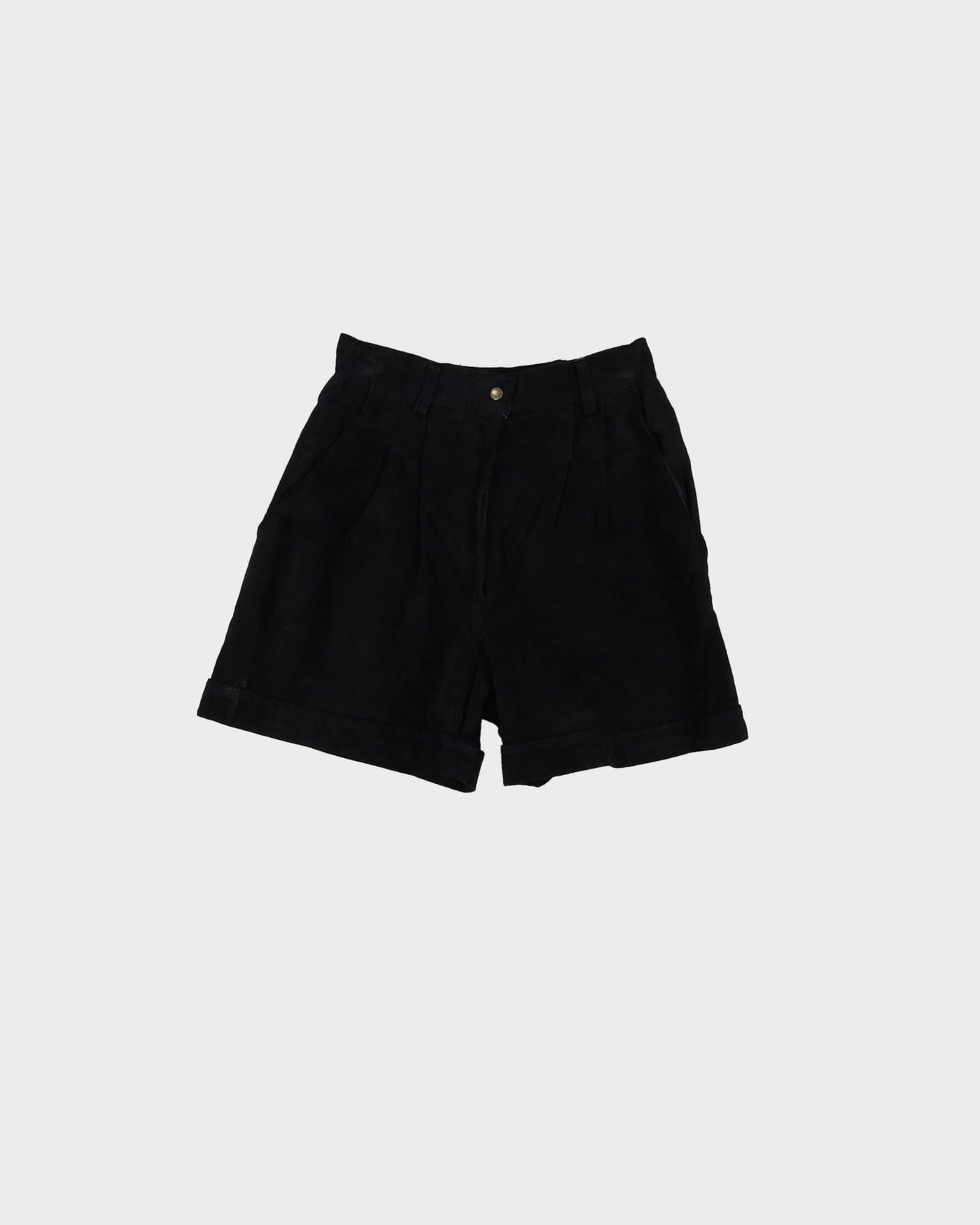 1990s Black Suede High Waisted Shorts - W25