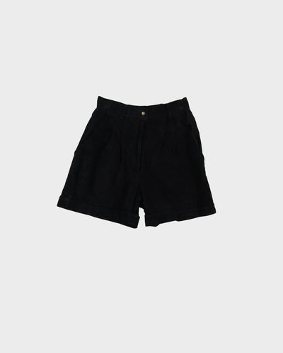 1990s Black Suede High Waisted Shorts - W25