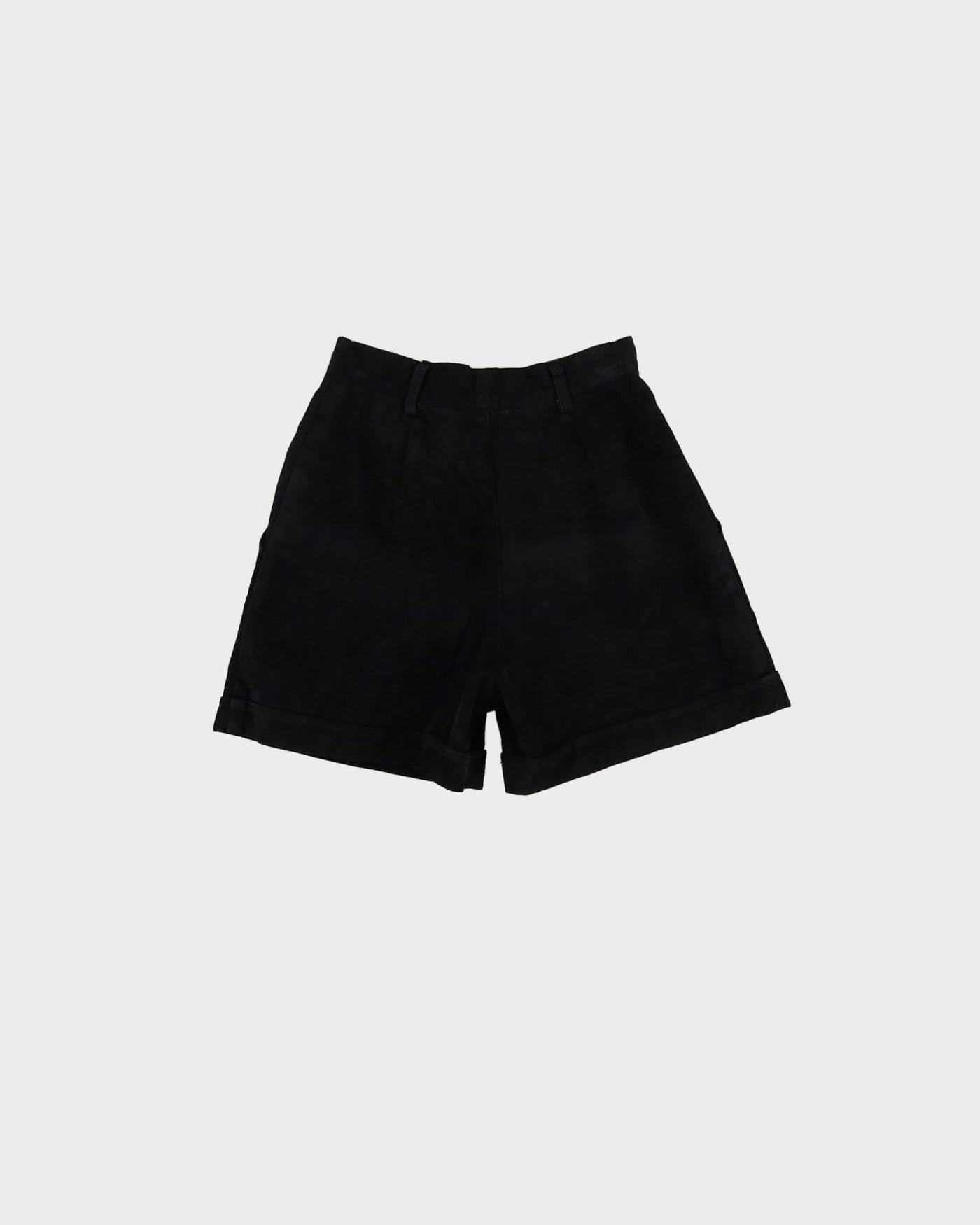 1990s Black Suede High Waisted Shorts - W25