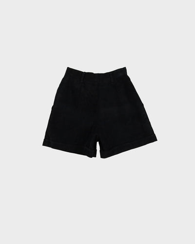 1990s Black Suede High Waisted Shorts - W25