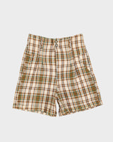 Vintage 1980s Cream Checked Shorts - S
