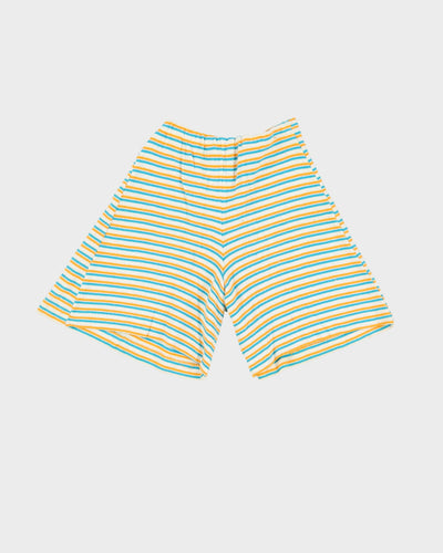 Vintage 80s White / Orange / Blue Stripe Patterned Shorts - W26
