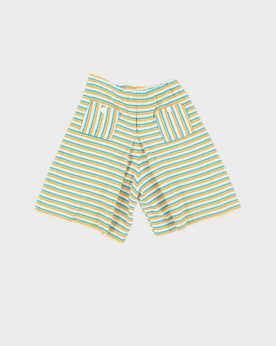 Vintage 80s White / Orange / Blue Stripe Patterned Shorts - W26