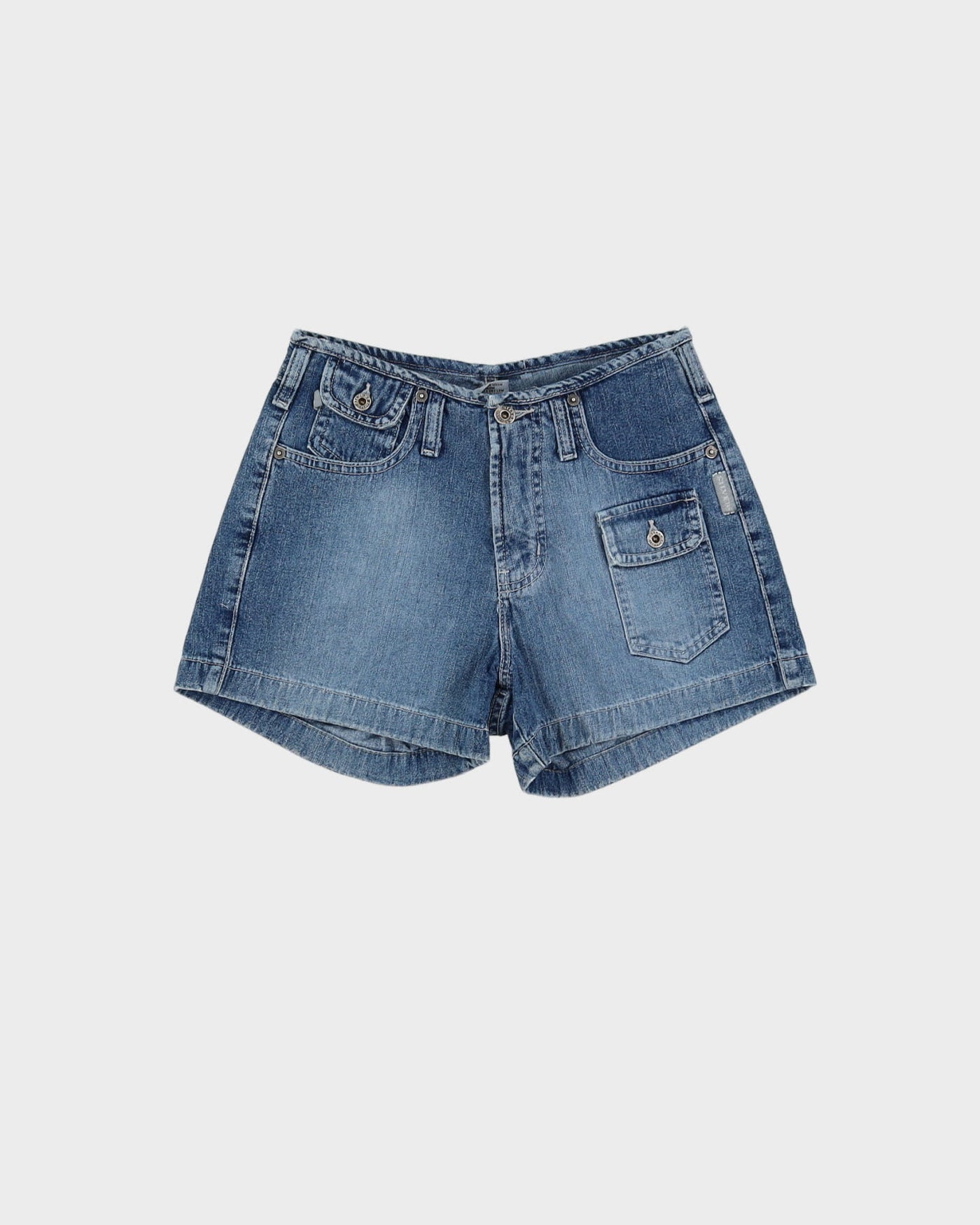 Vintage 90s Silver Workwear Blue Denim Shorts - W26