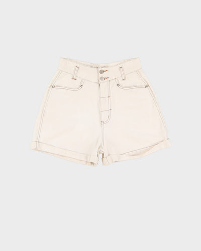 Vintage 90s Roughwear Off-White Contrast Stitch Denim Shorts - W26