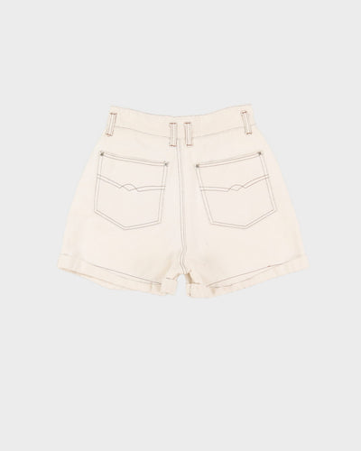 Vintage 90s Roughwear Off-White Contrast Stitch Denim Shorts - W26