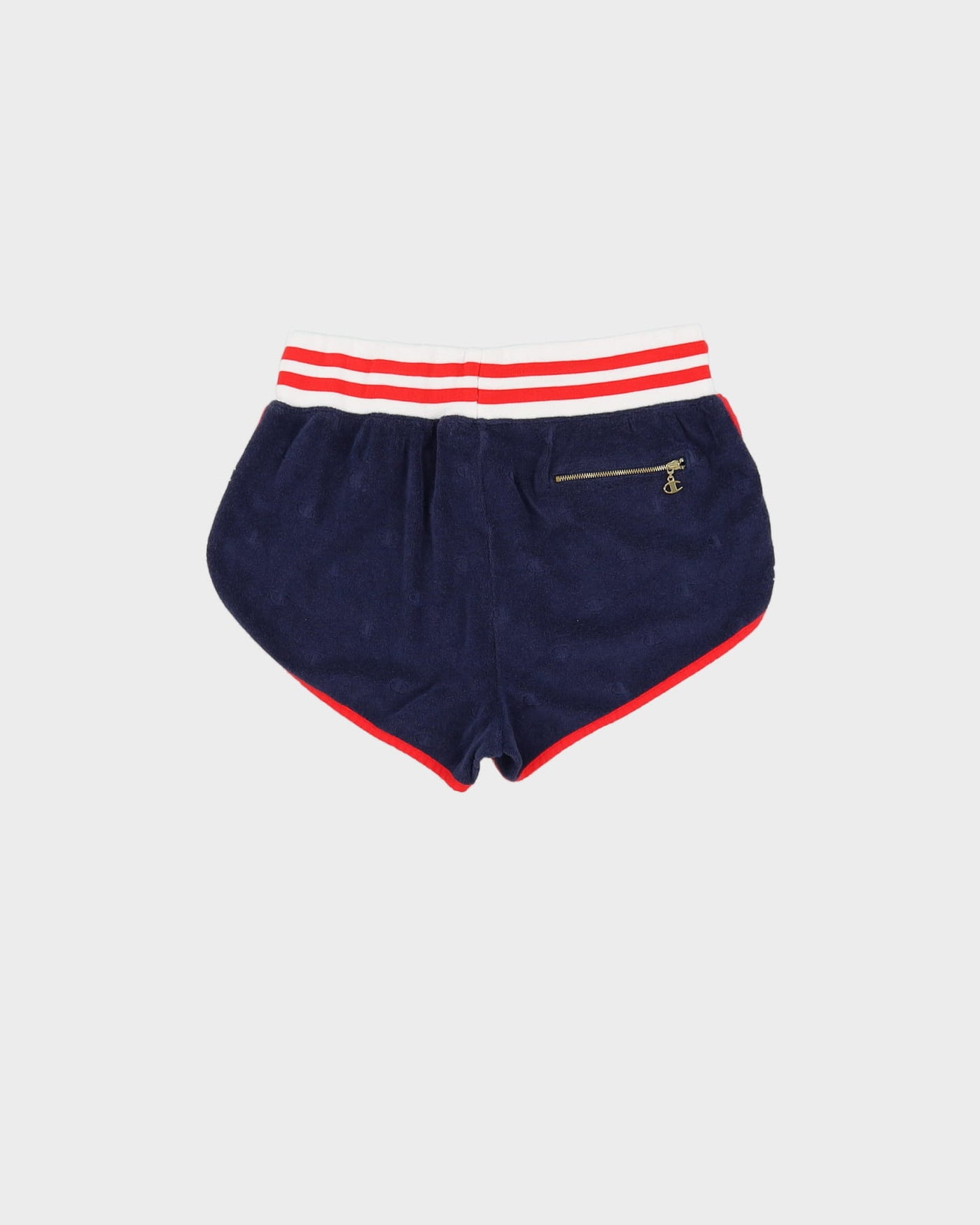 Champion Blue White Red Striped Velour Athletic Shorts - M