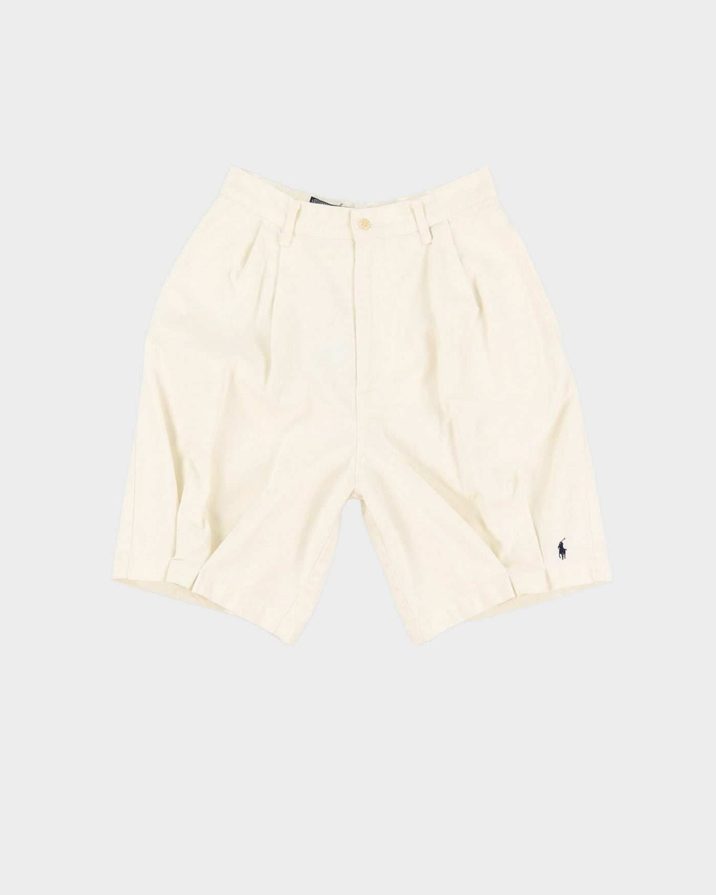 Vintage 90s Ralph Lauren Off-White Pleated High Waist Bermuda Shorts - W27