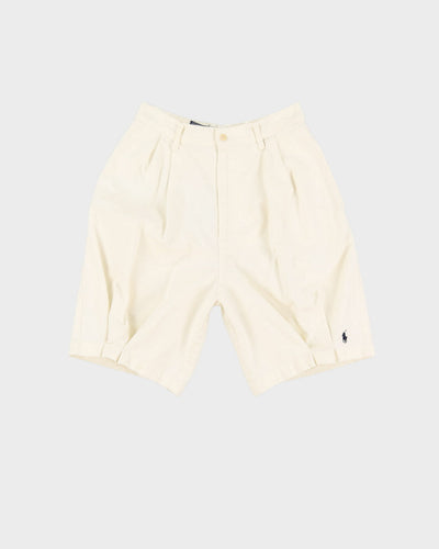 Vintage 90s Ralph Lauren Off-White Pleated High Waist Bermuda Shorts - W27