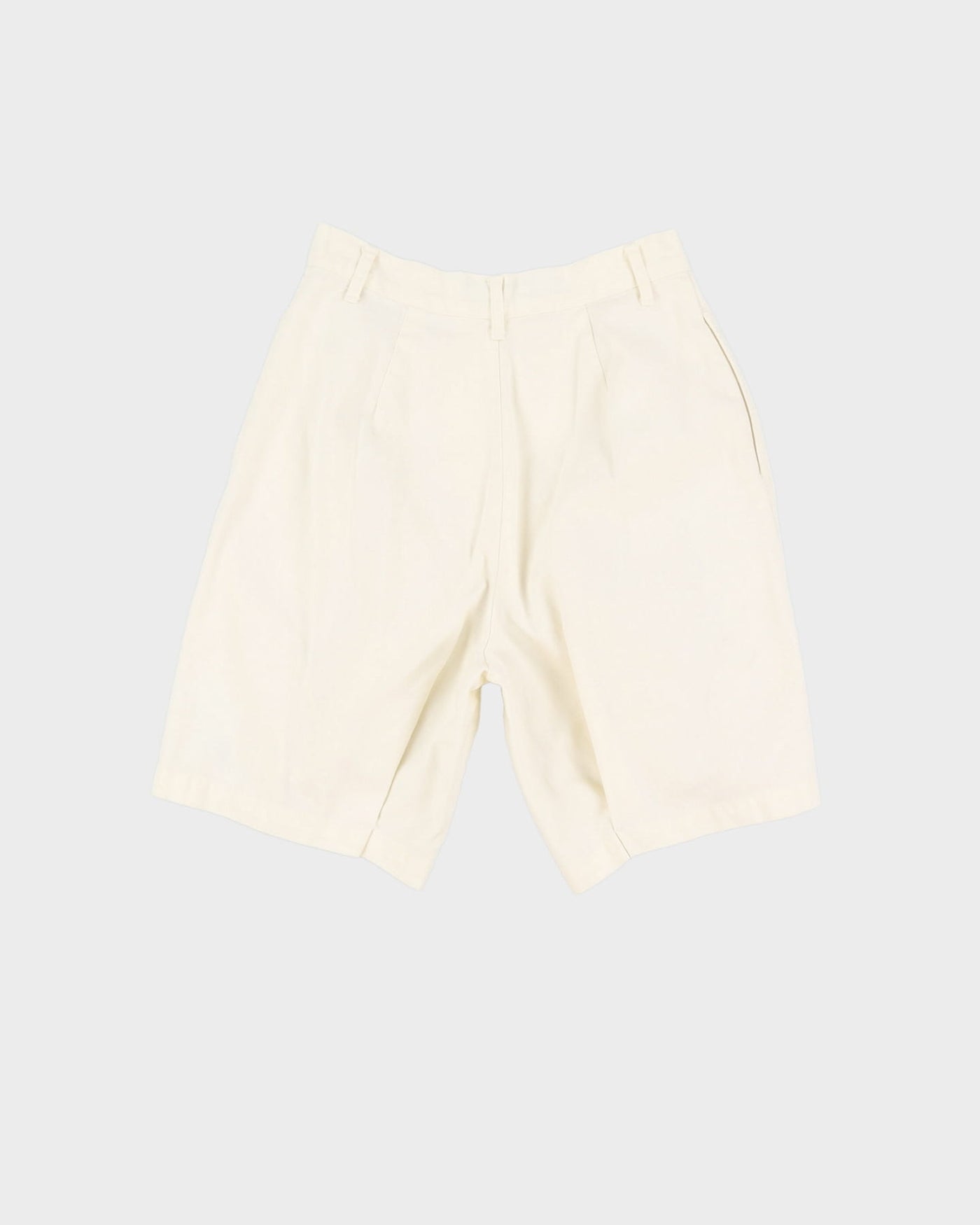 Vintage 90s Ralph Lauren Off-White Pleated High Waist Bermuda Shorts - W27