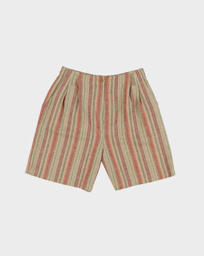 Vintage 90s Northern Spirit Green Striped High Waist Bermuda Shorts - W29