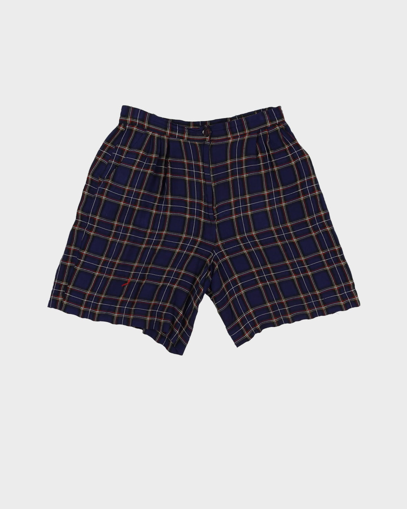 Vintage 90s Norton McNaughton Navy Checked High Waist Shorts - W28