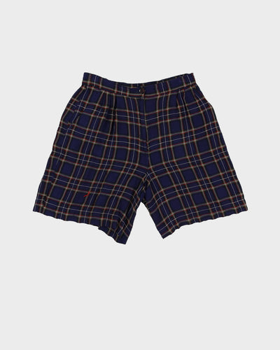 Vintage 90s Norton McNaughton Navy Checked High Waist Shorts - W28